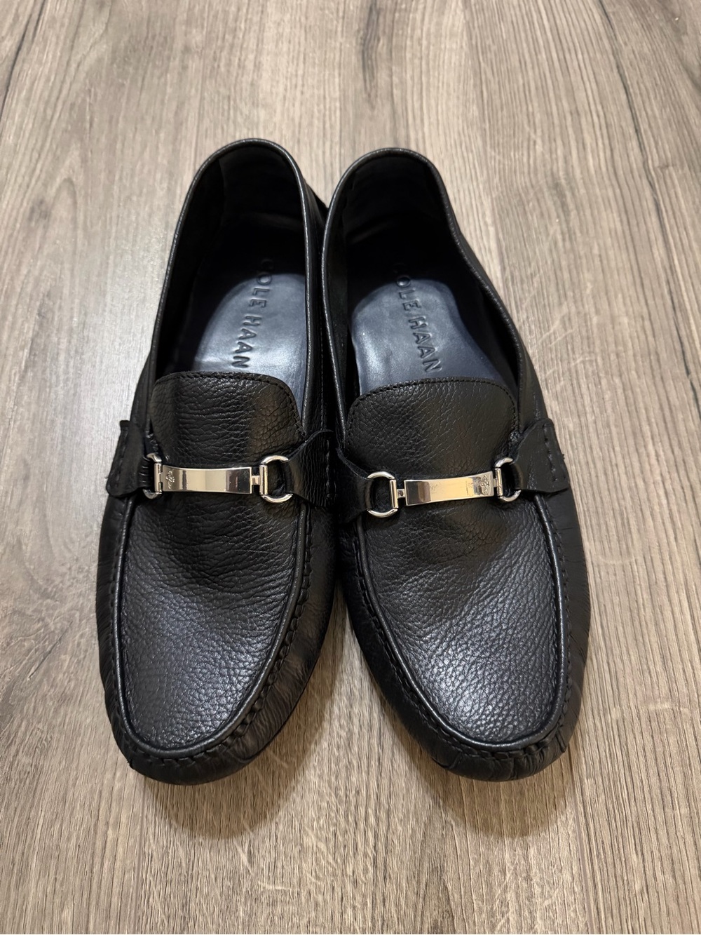 Cole Haan Black Leather Bit Driving Loafers